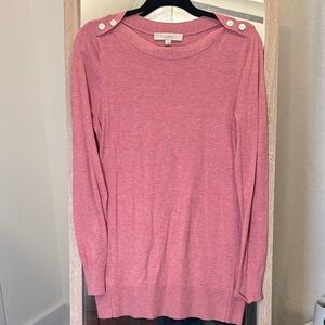 LOFT Pink Sweater with Button Accents